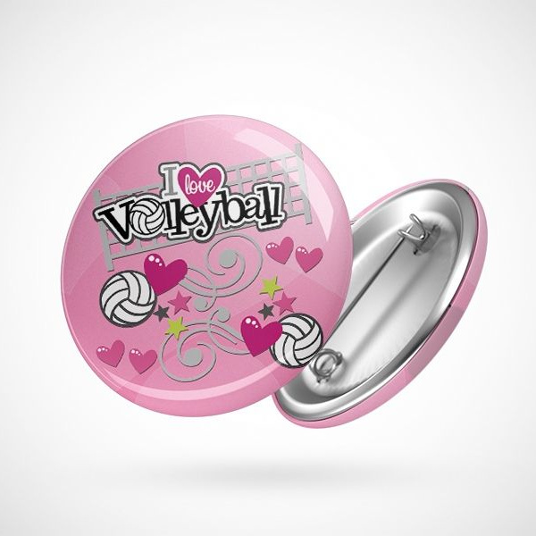 Значок "Я люблю волейбол (розовый)"