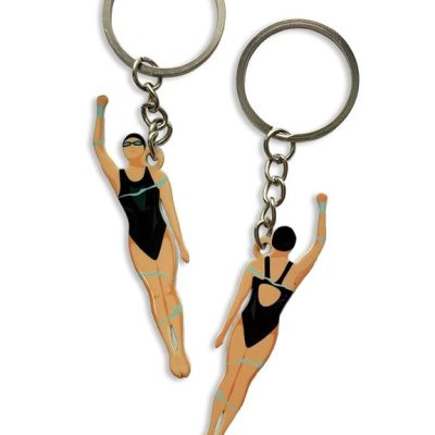 Брелок ПЛАВАНИЕ ДЕВУШКА (МЕТАЛЛИЧЕСКИЙ ПЛОСКИЙ ДВУСТОРОННИЙ)