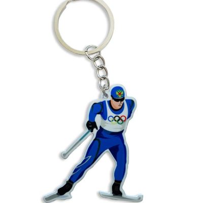 БРЕЛОК ЛЫЖИ (МЕТАЛЛИЧЕСКИЙ ПЛОСКИЙ ДВУСТОРОННИЙ)