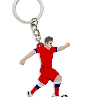 БРЕЛОК ФУТБОЛИСТ (МЕТАЛЛИЧЕСКИЙ ПЛОСКИЙ ДВУСТОРОННИЙ)