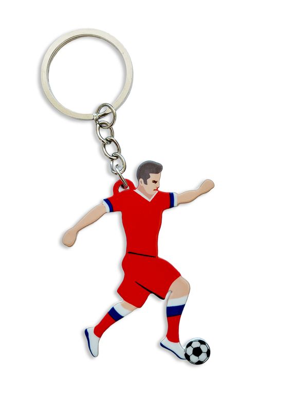 БРЕЛОК ФУТБОЛИСТ (МЕТАЛЛИЧЕСКИЙ ПЛОСКИЙ ДВУСТОРОННИЙ)