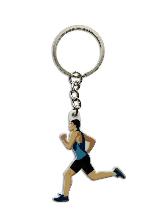 БРЕЛОК БЕГ / ЛЕГКАЯ АТЛЕТИКА ПАРЕНЬ (МЕТАЛЛИЧЕСКИЙ ПЛОСКИЙ ДВУСТОРОННИЙ)