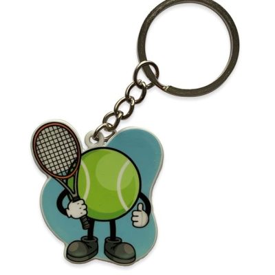 БРЕЛОК БОЛЬШОЙ ТЕННИС / ТЕННИСНЫЙ МЯЧ (МЕТАЛЛИЧЕСКИЙ ПЛОСКИЙ ДВУСТОРОННИЙ)