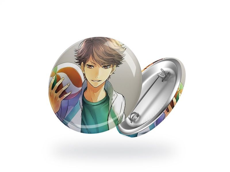 Значок аниме «Ойкава Тоору с мячом»