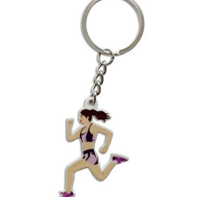 БРЕЛОК БЕГ / ЛЕГКАЯ АТЛЕТИКА ДЕВУШКА (МЕТАЛЛИЧЕСКИЙ ПЛОСКИЙ ДВУСТОРОННИЙ)