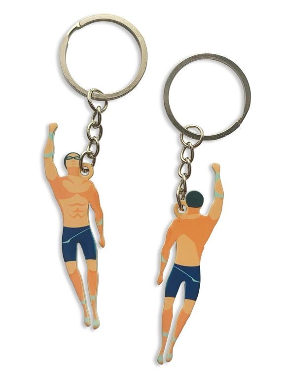 БРЕЛОК ПЛАВАНИЕ ПАРЕНЬ (МЕТАЛЛИЧЕСКИЙ ПЛОСКИЙ ДВУСТОРОННИЙ)