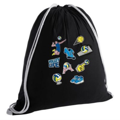 Рюкзак холщовый со стикерами черный