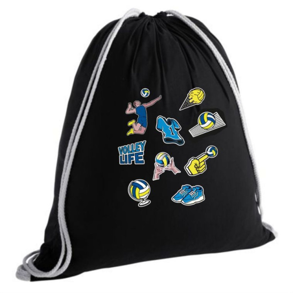 Рюкзак холщовый со стикерами черный