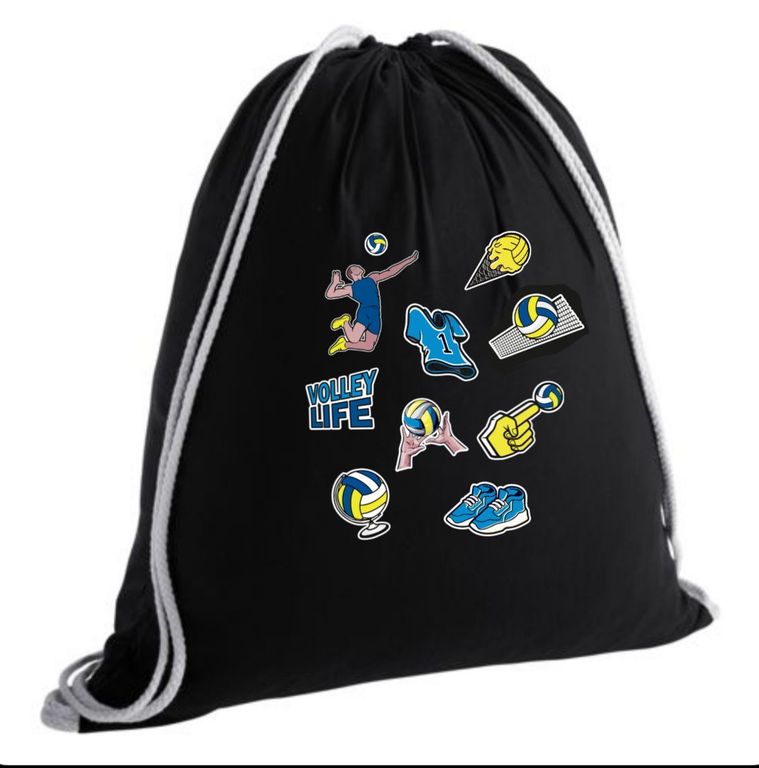 Рюкзак холщовый со стикерами черный