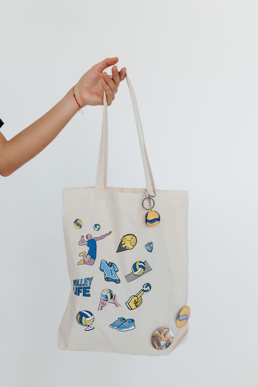 Холщовая сумка со стикерами