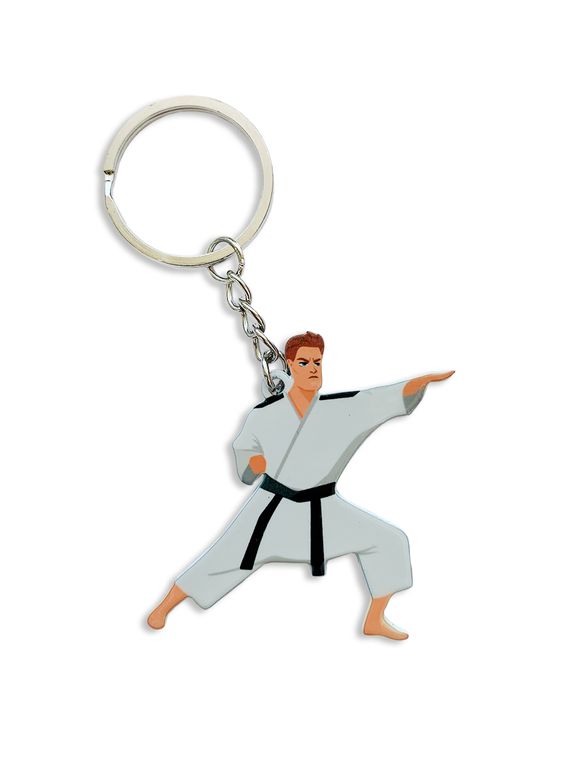 Брелок Карате мужчина (металлический плоский двусторонний)