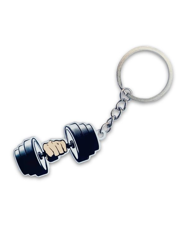 БРЕЛОК ГАНТЕЛЯ (МЕТАЛЛИЧЕСКИЙ ПЛОСКИЙ ДВУСТОРОННИЙ)