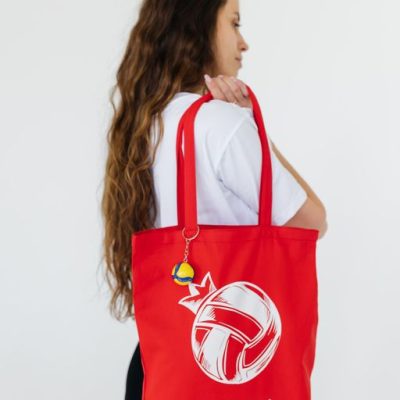 Холщовая сумка красная "МЯЧ"