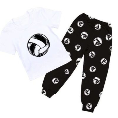 Костюм детский с волейбольный принтом (черно-белый)