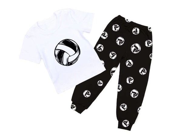 Костюм детский с волейбольный принтом (черно-белый)
