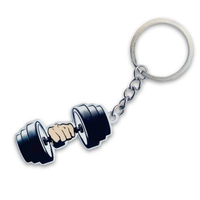 БРЕЛОК ГАНТЕЛЯ  (МЕТАЛЛИЧЕСКИЙ ПЛОСКИЙ ДВУСТОРОННИЙ)