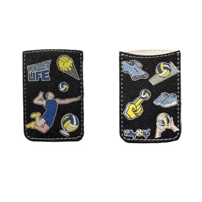 Чехол для пластиковой карты черный со стикерами