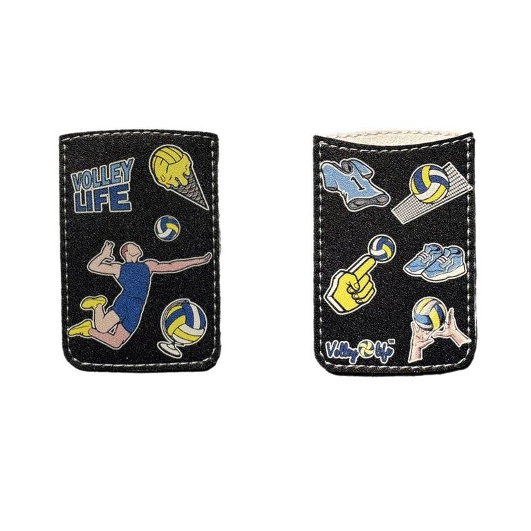 Чехол для пластиковой карты черный со стикерами