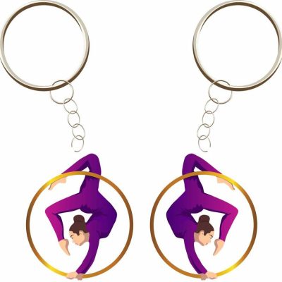 БРЕЛОК ВОЗДУШНАЯ ГИМНАСТКА  (МЕТАЛЛИЧЕСКИЙ ПЛОСКИЙ ДВУСТОРОННИЙ)