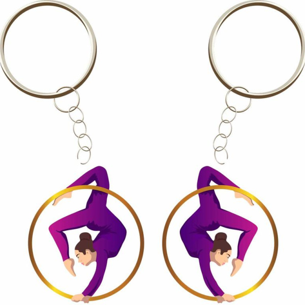 БРЕЛОК ВОЗДУШНАЯ ГИМНАСТКА  (МЕТАЛЛИЧЕСКИЙ ПЛОСКИЙ ДВУСТОРОННИЙ)