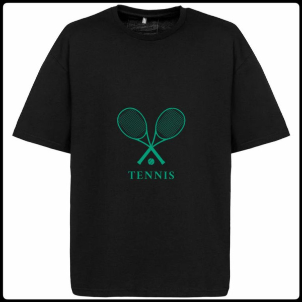 Футболка повседневная черная ТЕННИС